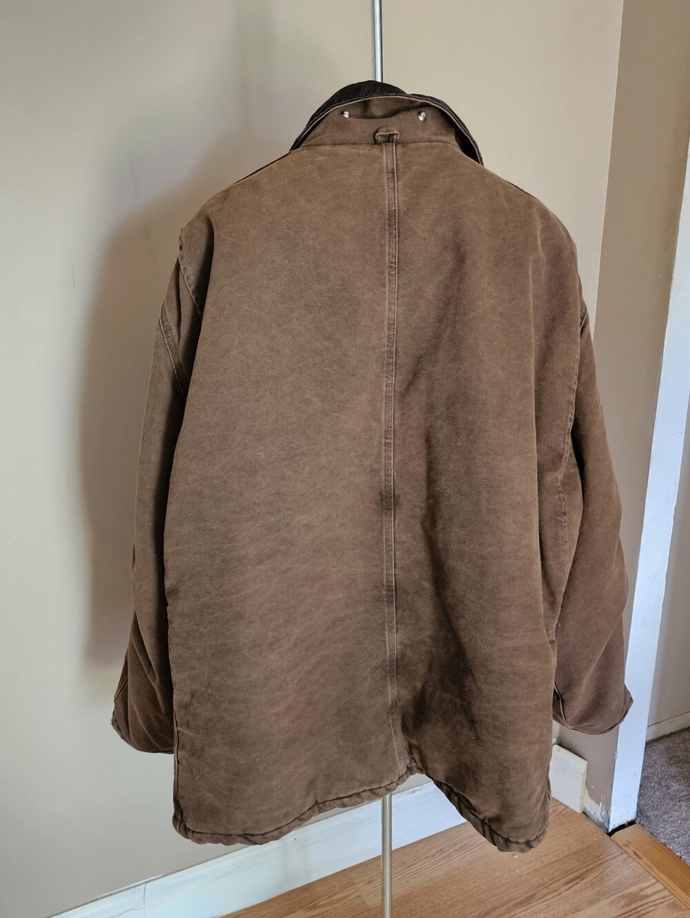 Vintage 90's Carhartt Duck Canvas Jacket Quilt Lined  C26CHT Chocolate 3XL - Picture 2 of 11